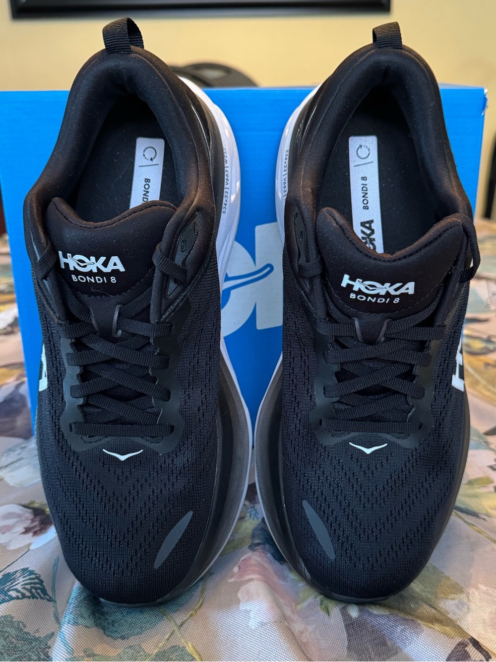 Hoka Women’s Bondi 8 Black and White Running Shoes - Picture 3 of 8